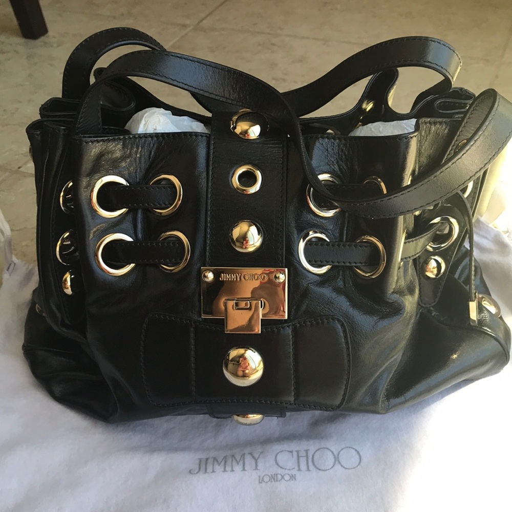 ❤️SOLD❤️Authentic Jimmy Choo Ramona Stud Black Leather bag - Picture 2 of 16